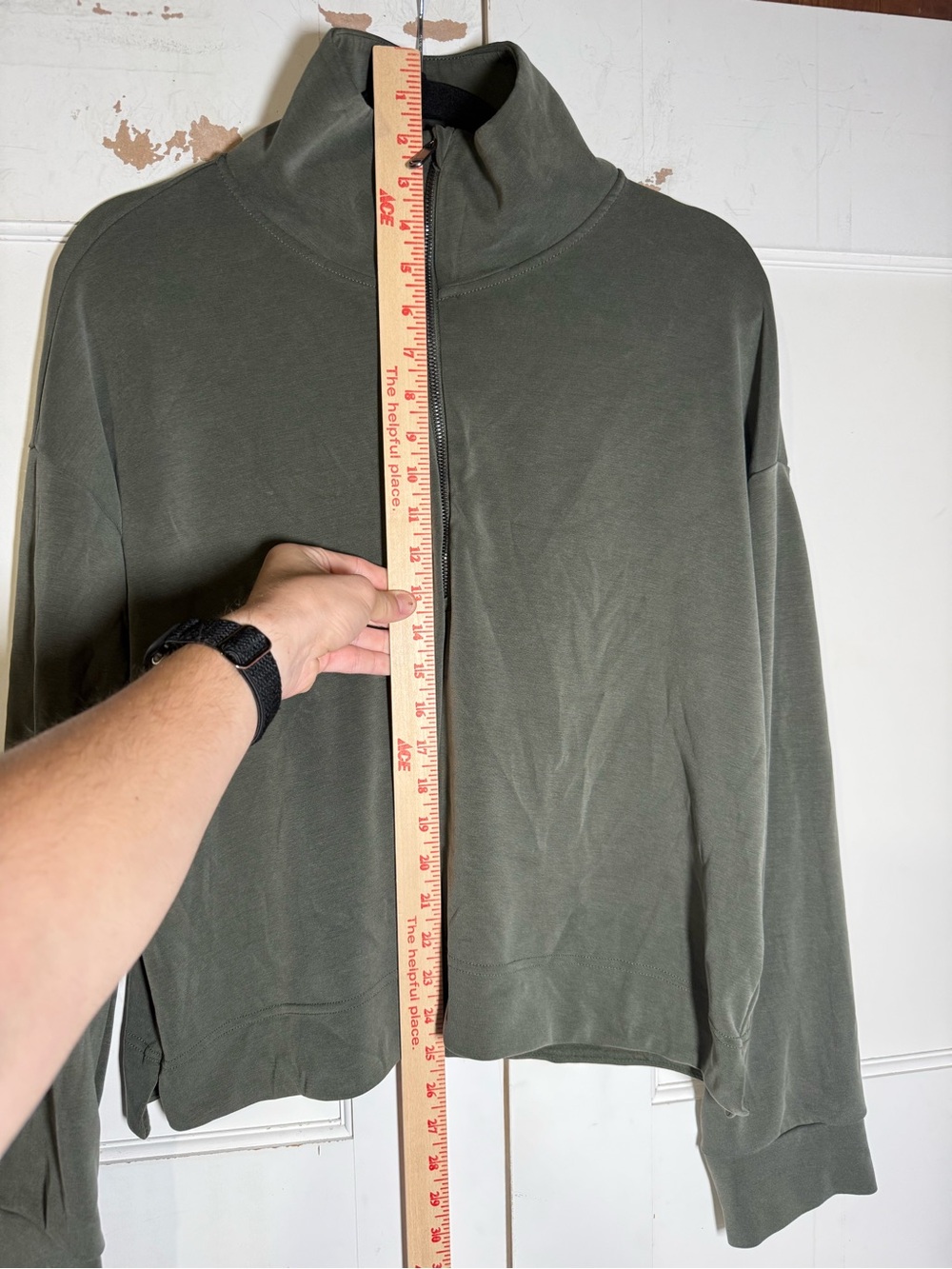 Athleta Seasoft Quarter Zip Sweatshirt Elm Green Size XL Super Soft Pullover - Picture 4 of 9